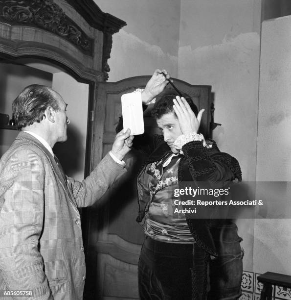 Italian singer-songwriter and actor Domenico Modugno before the casting for the film 'The Naked Maja', directed by Henry Coster and Mario Russo Italy