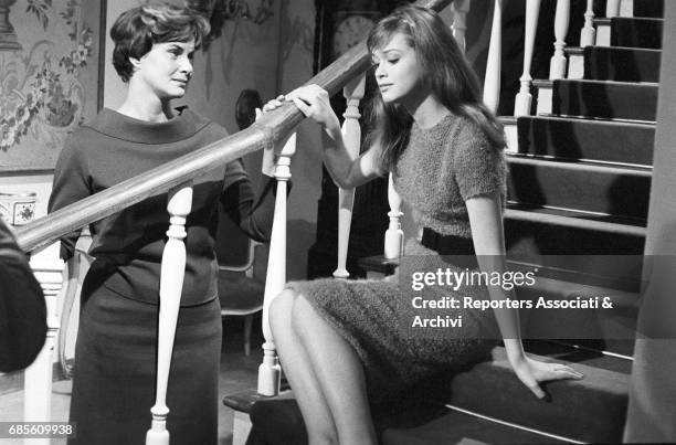 Italian actress Alida Valli looking at French actress Marie Versini in Il peccato degli anni verdi. Rome, 16th September 1959