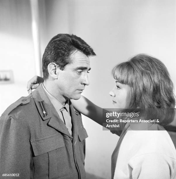 Italian actor, comedian and TV host Walter Chiari and Italian actress Diletta D'Andrea in a scene from the film 'Obiettivo ragazze' directed by Mario...