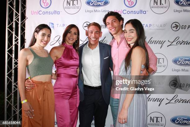 Johnny Lozada poses with his wife Sandra Melendez, daughters Thalia Lozada, Natalia Lozada and son Jahn Gabriel Lozada during the launching of Cap...