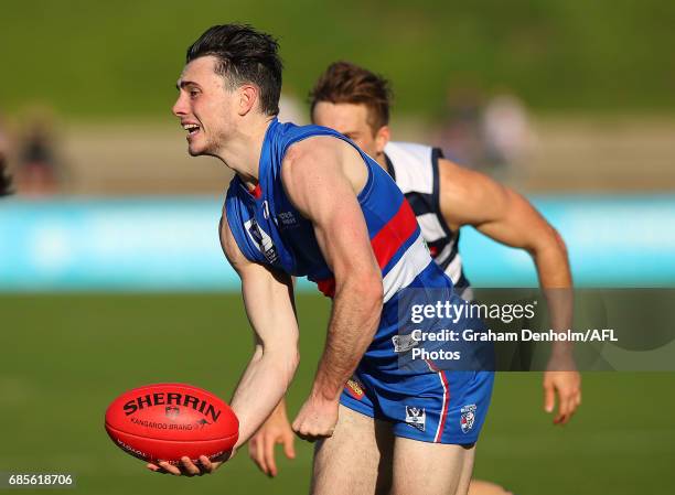 Toby Mclean of Footscray in action during the round six VFL match between the Footscray Bulldogs and the Geelong Cats at Whitten Oval on May 20, 2017...