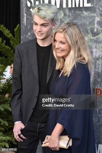 Elijah Diamond and Sheryl Lee attend the World Premiere Of Showtime's "Twin Peaks" - Arrivals at The Theatre at Ace Hotel on May 19, 2017 in Los...