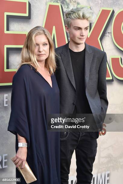 Sheryl Lee and Elijah Diamond attend the World Premiere Of Showtime's "Twin Peaks" - Arrivals at The Theatre at Ace Hotel on May 19, 2017 in Los...