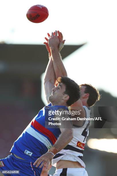 Thomas Campbell of Footscray competes in the air during the round six VFL match between the Footscray Bulldogs and the Geelong Cats at Whitten Oval...