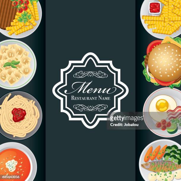 ilustraciones, imágenes clip art, dibujos animados e iconos de stock de menú de comida - spaghetti bolognese