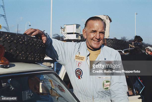 Australian motor garage proprietor and motor racing competitor, Jack 'Gelignite Jack' Murray pictured next to his car at the start of the Daily...
