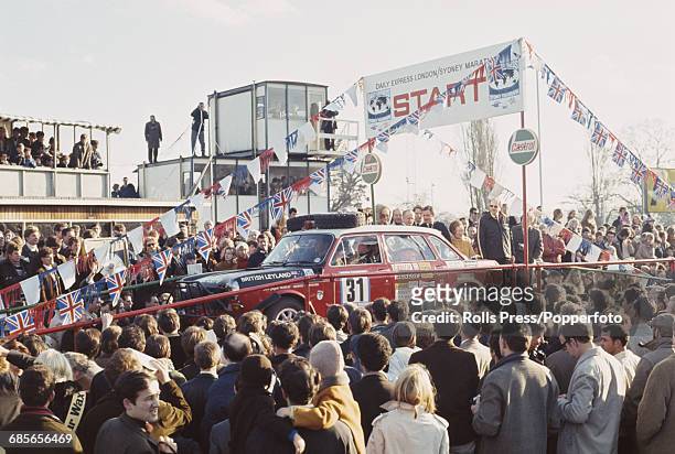 View of the British Leyland car driven by Australian motor garage proprietor and motor racing competitor, Jack 'Gelignite Jack' Murray pictured at...