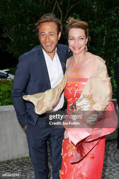 Austrian actress Aglaia Szyszkowitz and guest attend the Bayerischer Fernsehpreis 2017 at Prinzregententheater on May 19, 2017 in Munich, Germany.