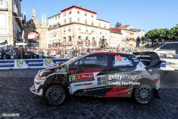 Jari Matti Latvala and Mikka Anttila in Toyota Yaris WRC of Toyota Gazoo Racing WRT in action during the SS8 Braga Street Stage of WRC Vodafone Rally...