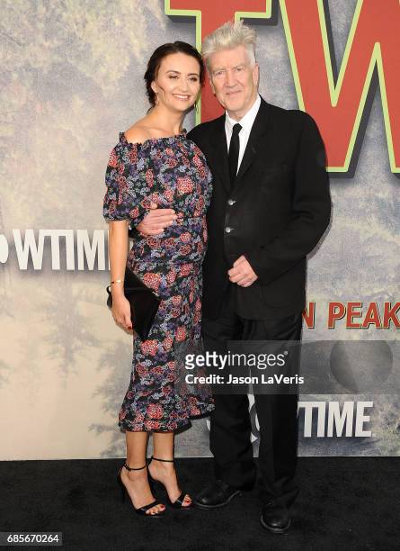 Emily Stofle and David Lynch attend the premiere of "Twin Peaks" at Ace Hotel on May 19, 2017 in Los Angeles, California.
