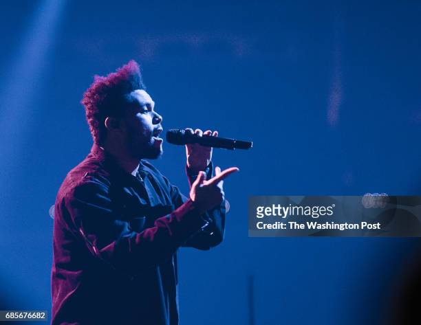 The Weeknd performs at the Verizon Center on Thursday night.