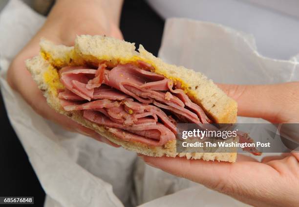 Shown is a corned beef sandwich served from the kosher van at the 6th & I Historic Synagogue on May 20, 2011 in Washington, D.C. The Sixth and Rye...