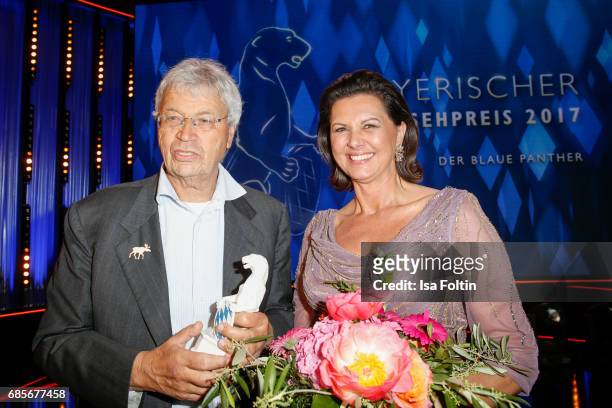 German cabaret artist and award winner Gerhard Polt and Bavarian Minister for Economic Affairs Ilse Aigner during the Bayerischer Fernsehpreis 2017...