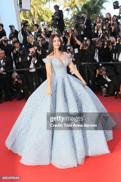 Aishwarya Rai Bachchan attends the "Okja" screening during the 70th annual Cannes Film Festival at Palais des Festivals on May 19, 2017 in Cannes,...