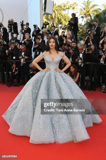 Aishwarya Rai Bachchan attends the "Okja" screening during the 70th annual Cannes Film Festival at Palais des Festivals on May 19, 2017 in Cannes,...