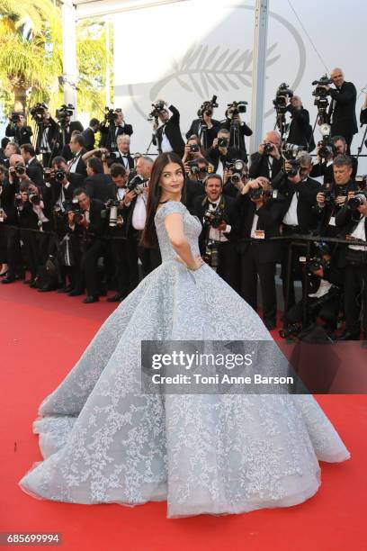 Aishwarya Rai Bachchan attends the "Okja" screening during the 70th annual Cannes Film Festival at Palais des Festivals on May 19, 2017 in Cannes,...