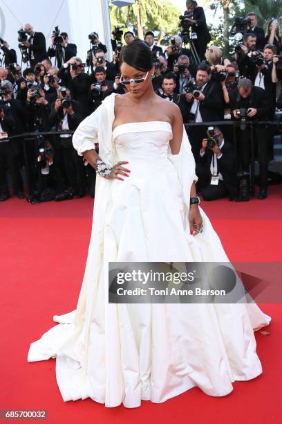 Rihanna attends the "Okja" screening during the 70th annual Cannes Film Festival at Palais des Festivals on May 19, 2017 in Cannes, France.