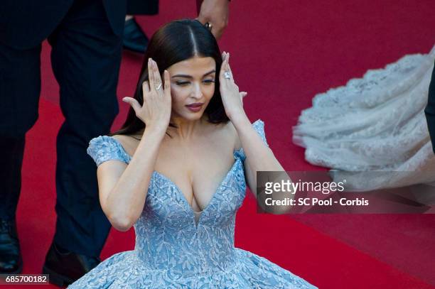 Aishwarya Rai attends the "Okja" premiere during the 70th annual Cannes Film Festival at Palais des Festivals on May 19, 2017 in Cannes, France.