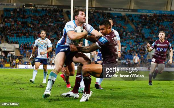 Anthony Don of the Titans in action during the round 11 NRL match between the Gold Coast Titans and the Manly Sea Eagles at Cbus Super Stadium on May...