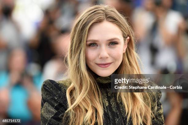 Actress Elizabeth Olsen attends the "Wind River" photocall during the 70th annual Cannes Film Festival at Palais des Festivals on May 20, 2017 in...