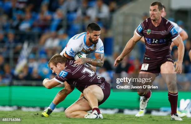 Nathan Peats of the Titans in action during the round 11 NRL match between the Gold Coast Titans and the Manly Sea Eagles at Cbus Super Stadium on...