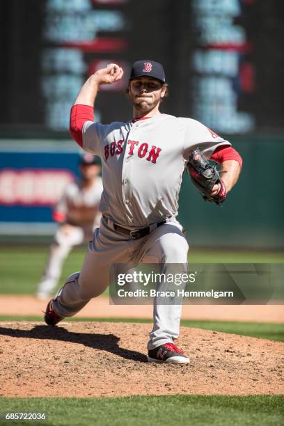 Ben Taylor of the Boston Red Sox pitches against the Minnesota Twins on May 6, 2017 at Target Field in Minneapolis, Minnesota. The Red Sox defeated...