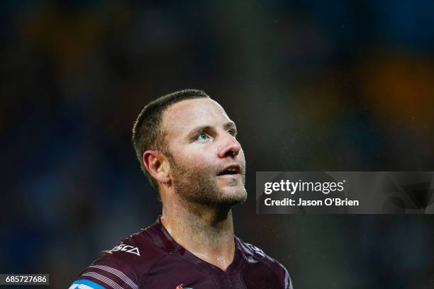 Blake Green of the Sea Eagles looks on during the round 11 NRL match between the Gold Coast Titans and the Manly Sea Eagles at Cbus Super Stadium on...