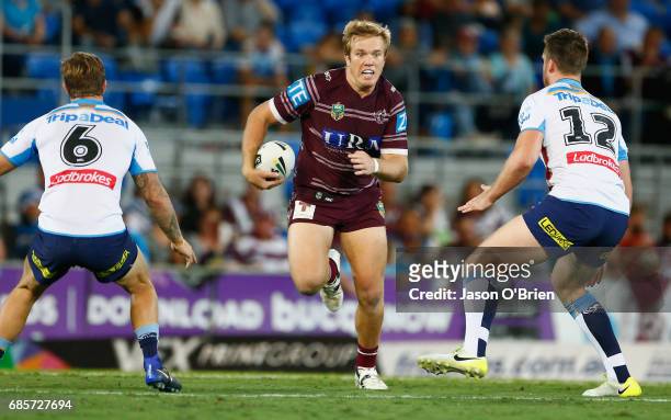 Jake Trbojevic of the Sea Eagles in action during the round 11 NRL match between the Gold Coast Titans and the Manly Sea Eagles at Cbus Super Stadium...