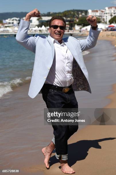 Arnold Schwarzenegger attends photocall for 'Wonders of the Sea 3D' during the 70th annual Cannes Film Festival at Nikki Beach on May 20, 2017 in...