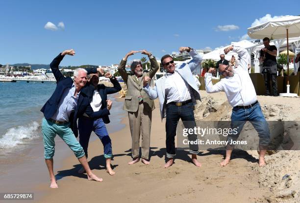 Jean-Michel Cousteau, Arnold Schwarzenegger and and guest attend photocall for 'Wonders of the Sea 3D' during the 70th annual Cannes Film Festival at...