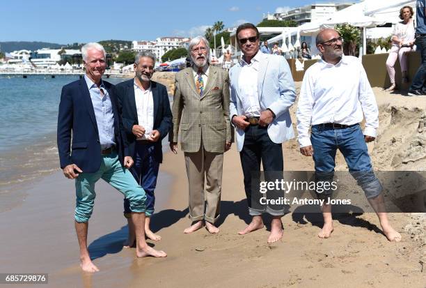 Jean-Michel Cousteau, Arnold Schwarzenegger and and guest attend photocall for 'Wonders of the Sea 3D' during the 70th annual Cannes Film Festival at...