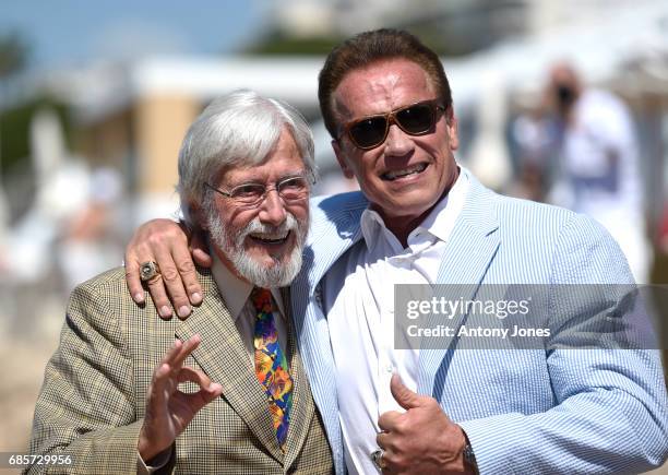 Jean-Michel Cousteau and Arnold Schwarzenegger attend photocall for 'Wonders of the Sea 3D' during the 70th annual Cannes Film Festival at Nikki...