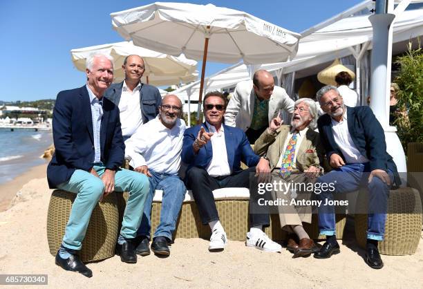 Arnold Schwarzenegger , Jean-Michel Cousteau and guest attend photocall for 'Wonders of the Sea 3D' during the 70th annual Cannes Film Festival at...