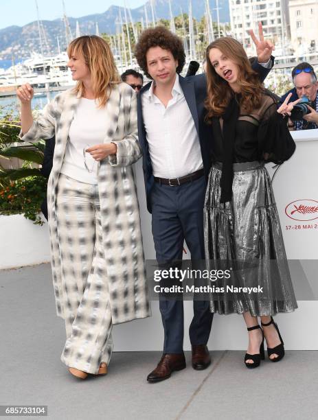 Emma Suarez, director Michel Franco and Ana Valeria Becerril attend the "April's Daughter" photocall during the 70th annual Cannes Film Festival at...