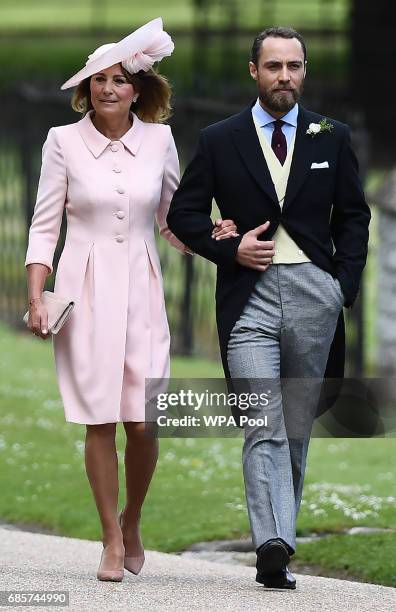 Carole Middleton, Pippa's mother and James Middleton, Pippa's brother attend the wedding of Pippa Middleton and James Matthews at St Mark's Church on...