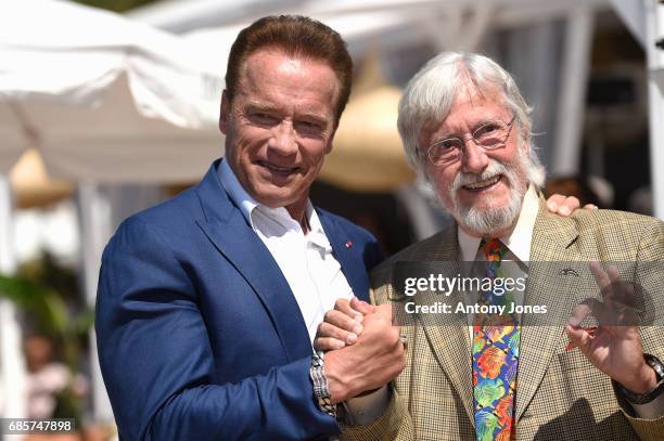 Jean-Michel Cousteau and Arnold Schwarzenegger attend Arnold Schwarzenegger and Jean-Michel Cousteau Photocall for 'Wonders of the Sea 3D' during the...