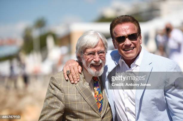 Jean-Michel Cousteau and Arnold Schwarzenegger attend Arnold Schwarzenegger and Jean-Michel Cousteau Photocall for 'Wonders of the Sea 3D' during the...