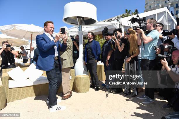 Jean-Michel Cousteau, Arnold Schwarzenegger and guests attend Arnold Schwarzenegger and Jean-Michel Cousteau Photocall for 'Wonders of the Sea 3D'...