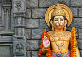 idol of Hindu God Hanuman idol on motor vehicle mobile temple, Hyderabad,India.