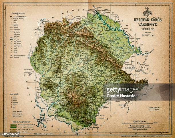 belovar-koros, croatio karte von 1893 - montenegro stock-grafiken, -clipart, -cartoons und -symbole