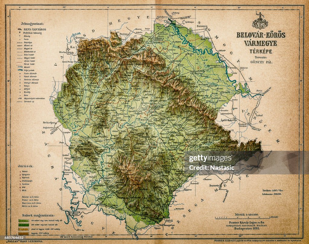 Belovar-koros, Croatio 地圖�從1893年