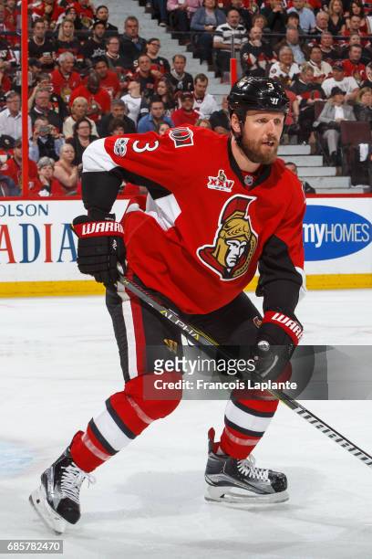 Marc Methot of the Ottawa Senators skates against the Pittsburgh Penguins in Game Three of the Eastern Conference Final during the 2017 NHL Stanley...