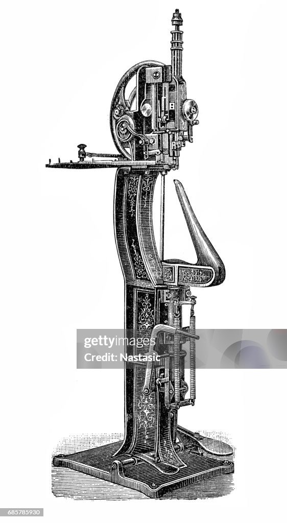 Flocking Shoe Process Footwear Manufacturing Shoe Flocking Machine High-Res Vector Graphic ...