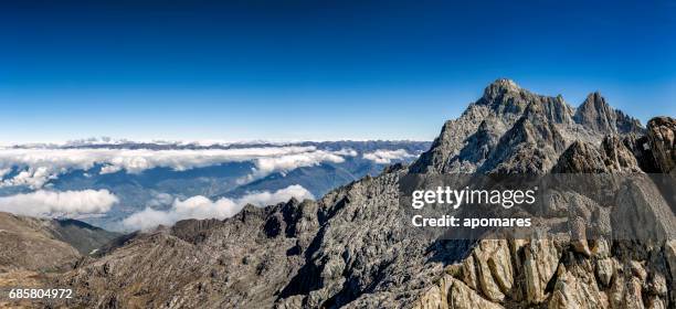 pico bolivar or bolivar pic of 4978 mts and sierra de la culata at the background - pico bolivar mountains stock pictures, royalty-free photos & images