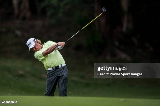 Miguel Angel Jimenez of Spain in action during day four of the UBS Hong Kong Open Championship at the Hong Kong Golf Club on 17 November 2012, at the...