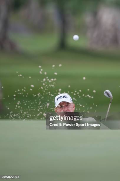 Miguel Angel Jimenez of Spain in action during day four of the UBS Hong Kong Open Championship at the Hong Kong Golf Club on 17 November 2012, at the...