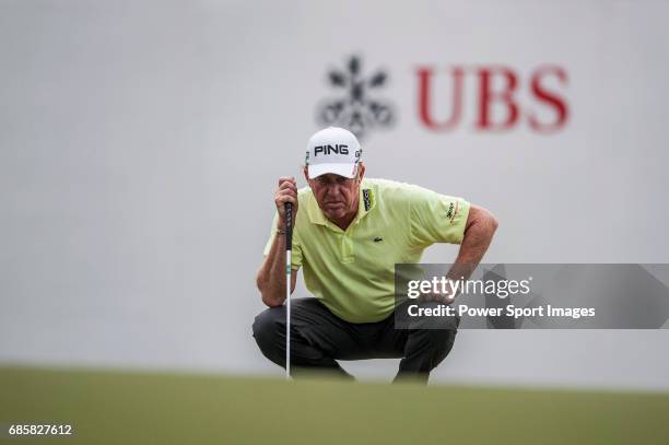 Miguel Angel Jimenez of Spain in action during day four of the UBS Hong Kong Open Championship at the Hong Kong Golf Club on 17 November 2012, at the...