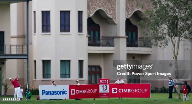 Fredrik Jacobson tees off at the thirteenth during Round 3 of the CIMB Asia Pacific Classic 2011 at the MINES resort and golf club, on 29 October...