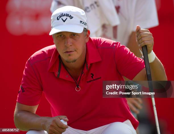 Fredrik Jacobson on the eighteenth green during Round 3 of the CIMB Asia Pacific Classic 2011 at the MINES resort and golf club, on 29 October 2011,...