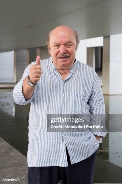 Actor Lino Banfi visiting the newsroom of TV Sorrisi e Canzoni. Segrate, Italy. September 2016